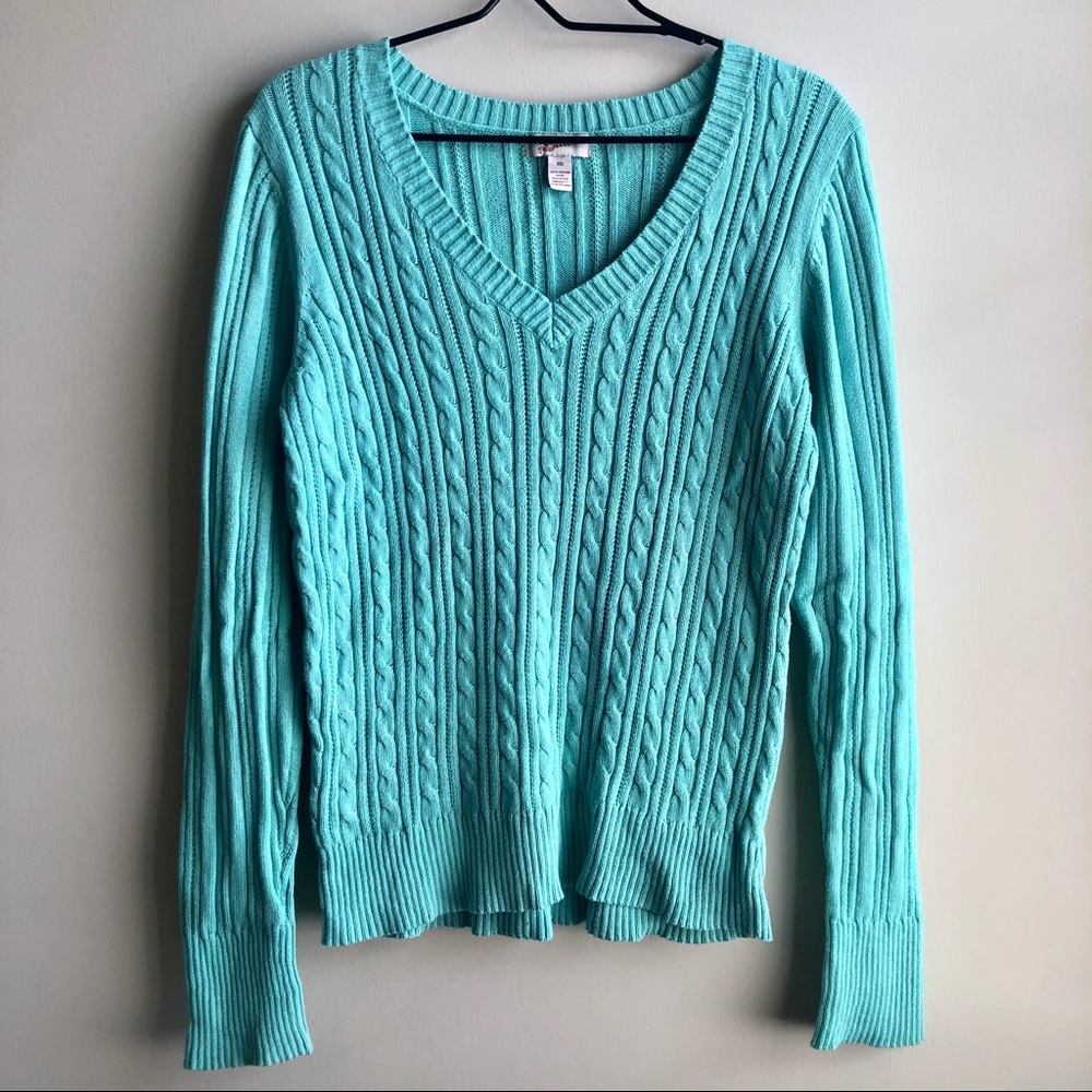Arizona Jean Co Teal Cable Knit Sweater